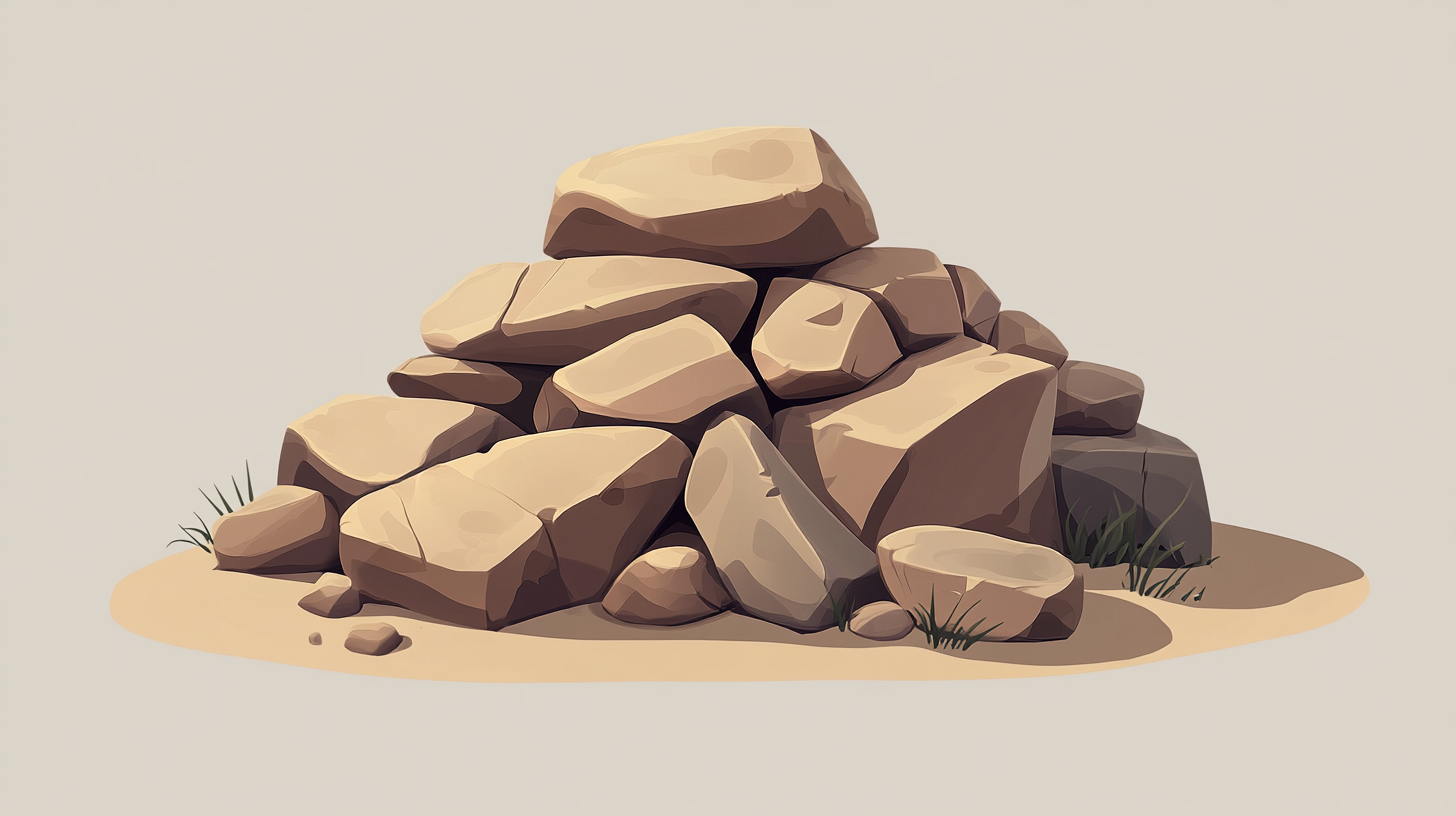 Cartoon stone sand pile with exquisite details.