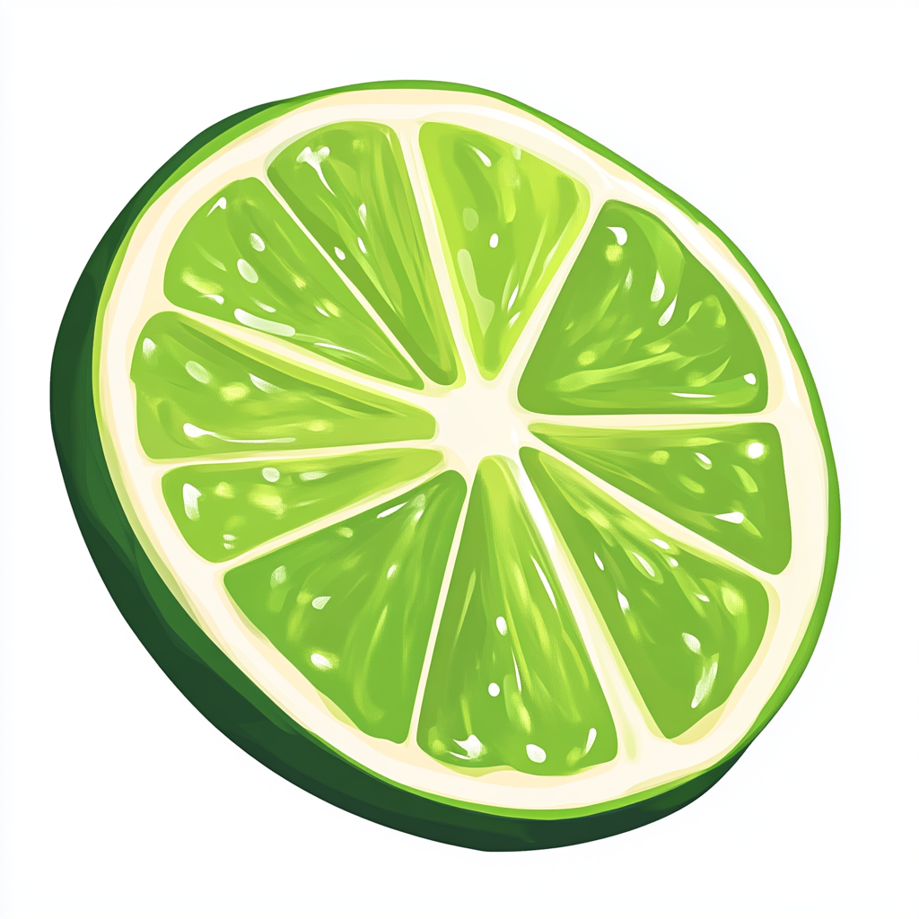 Cartoon style lime slice on white background