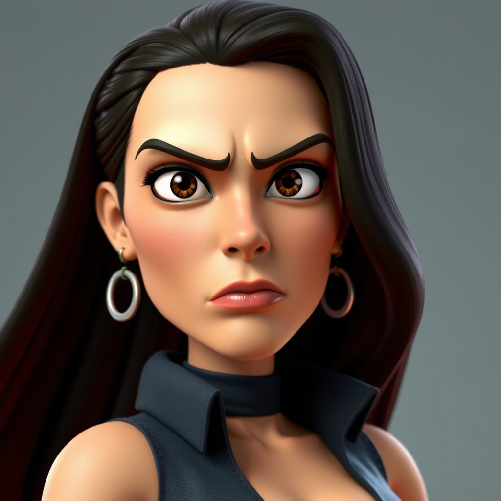 Catherine Zeta Jones cartoon character in 3D.