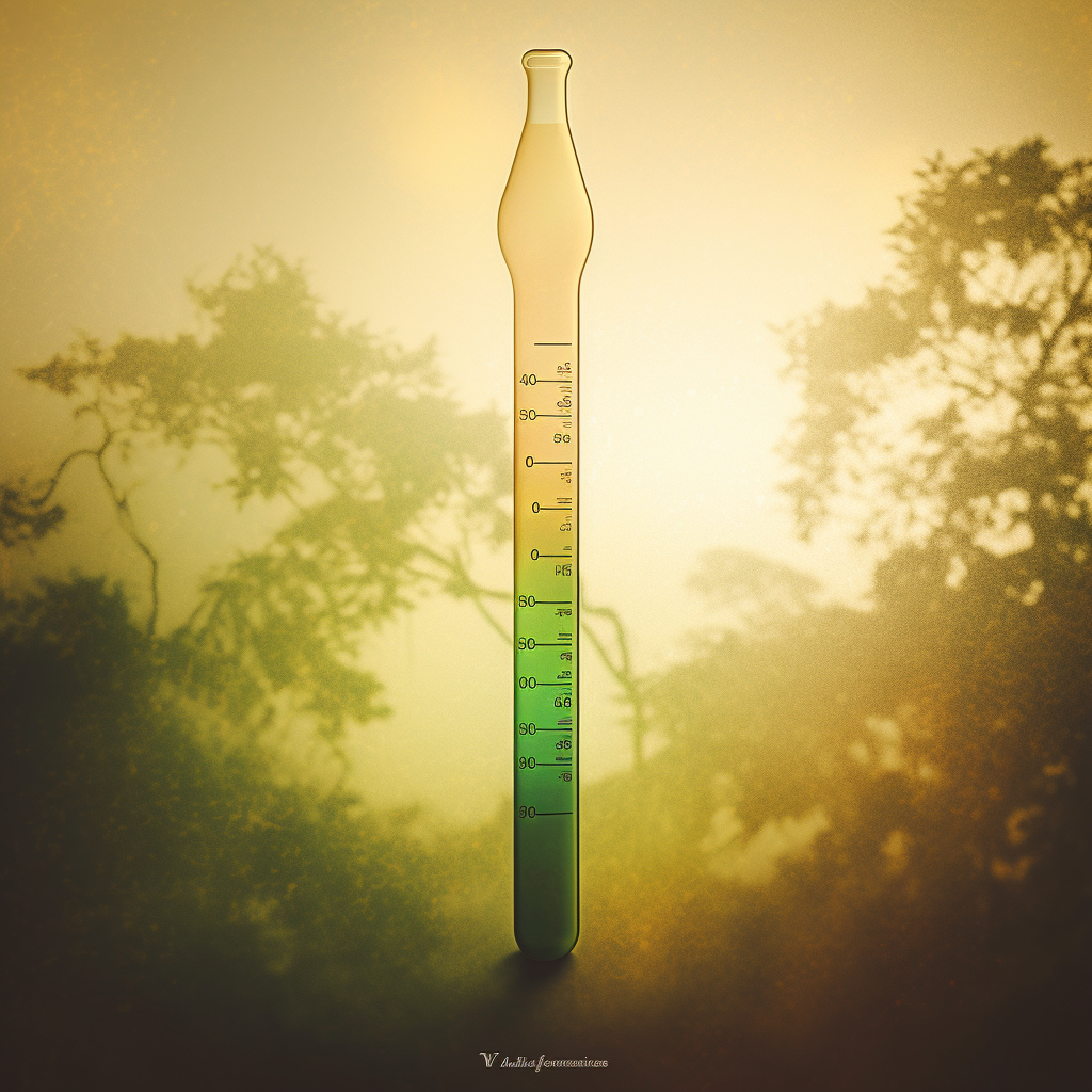 Celsius and Fahrenheit thermometer with green mercury rising