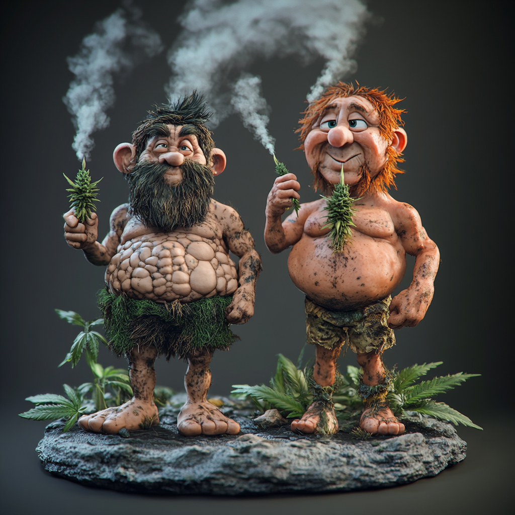 Characters from Stone Age TV show smoke marijuana.