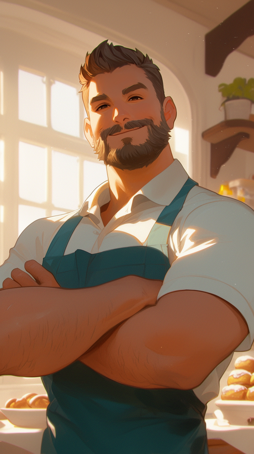 Cheerful 1950s American Pastry Shop Owner Portrait 