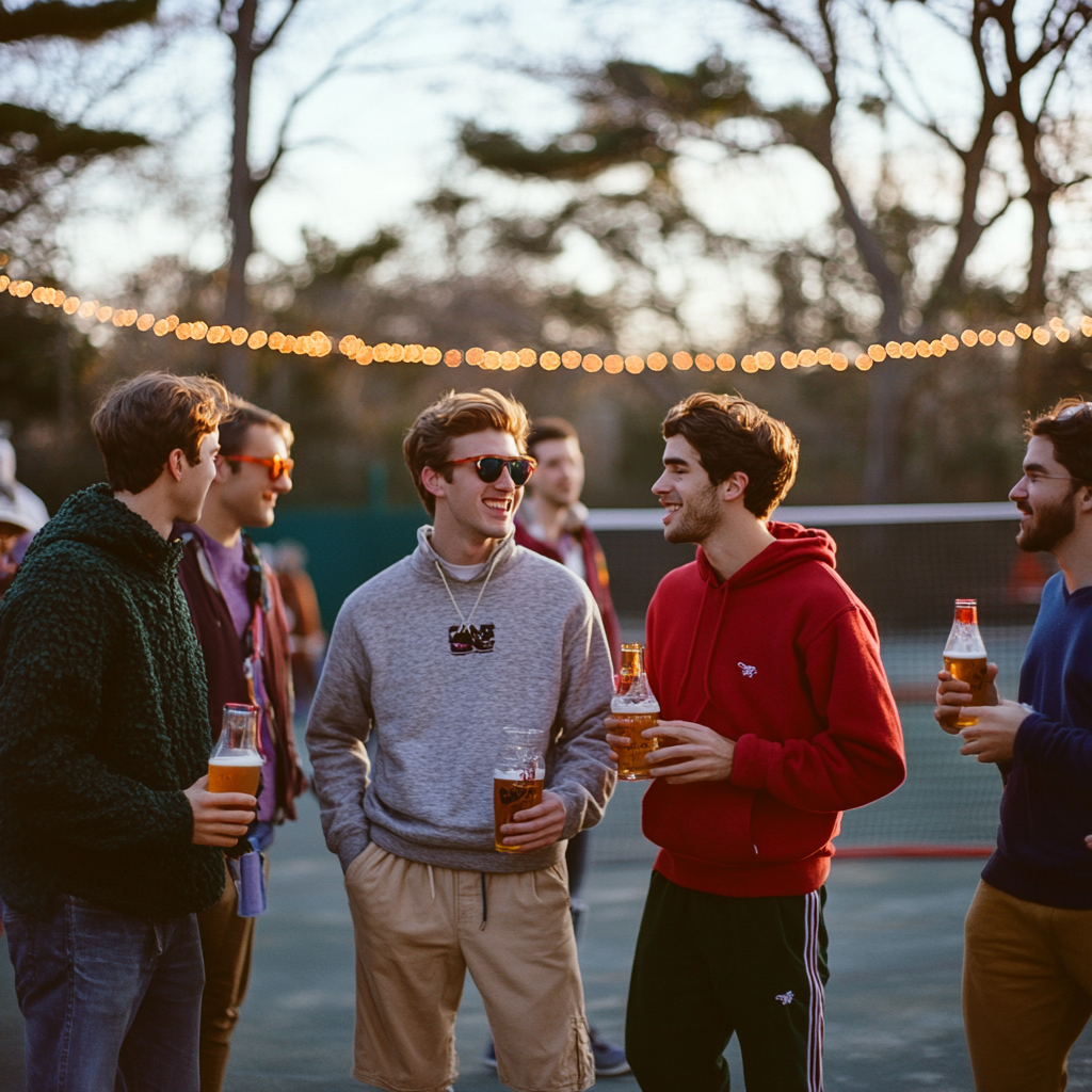 Cheerful Holiday Reunion at Coastal Pickleball Court