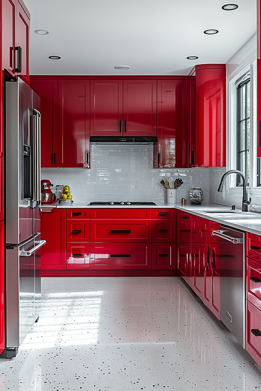 Cheerful Red Kitchen with Modern Touches