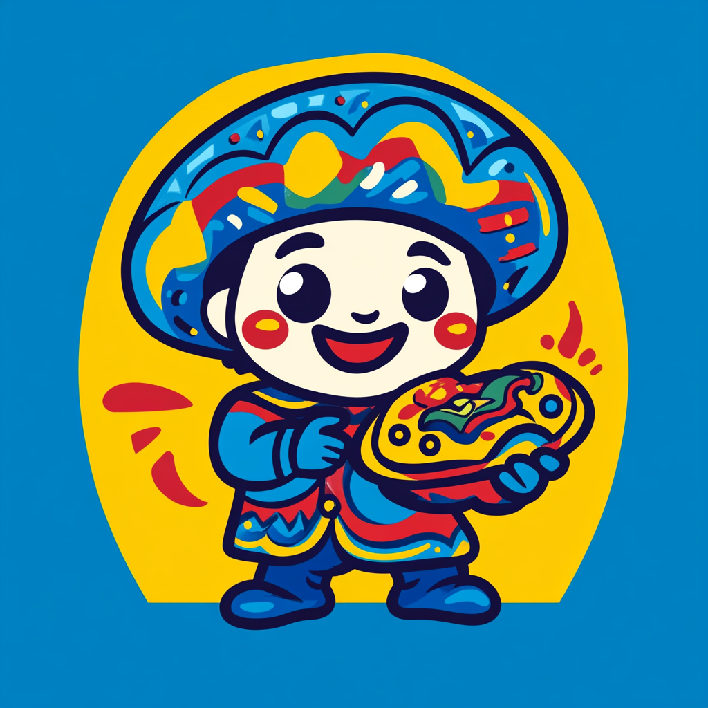 Cheerful Salvadorian Mascot Logo for Pupuseria Restaurant