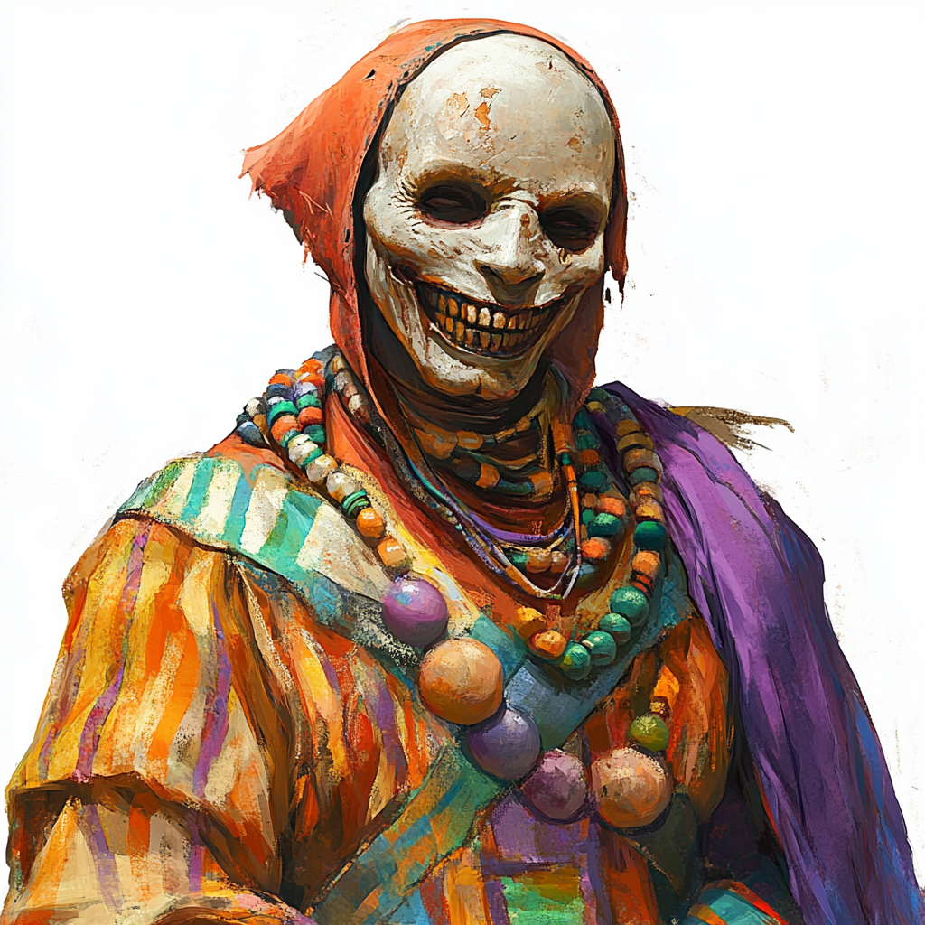 Cheerful Zombie Ankh-Seneb Portrait: Painted Style D&D NPC