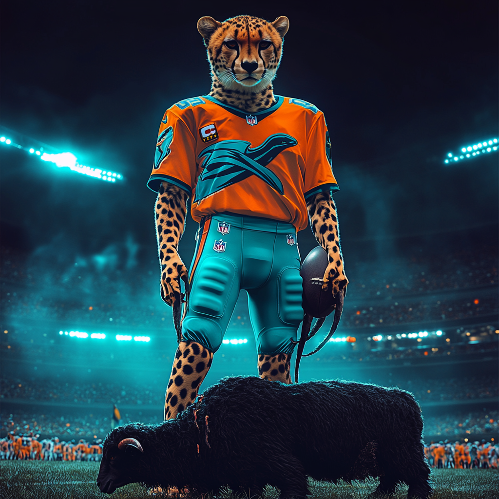 Cheetah Miami Dolphins Hunt Stadium Art Hyper-realism