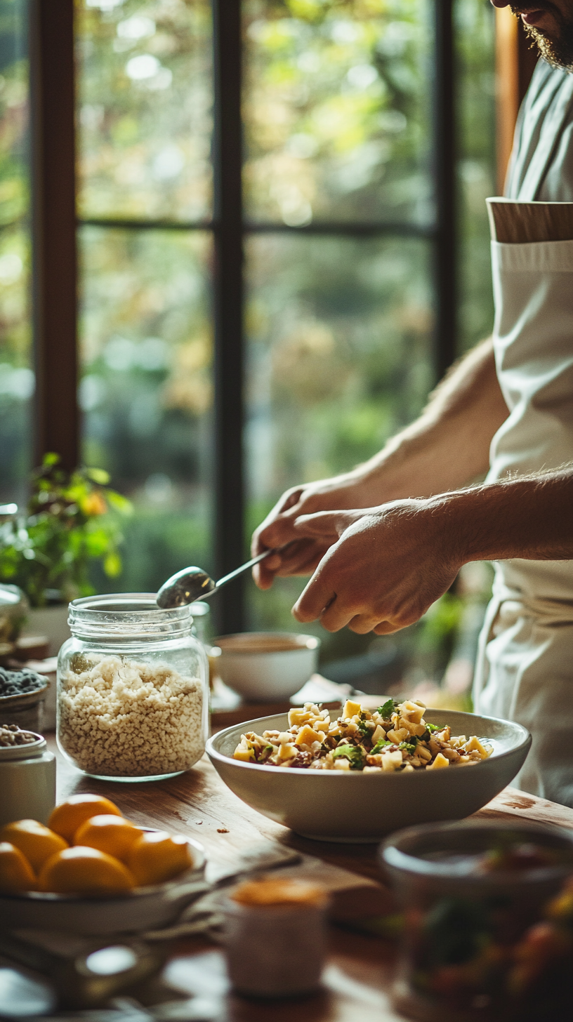 Chef Prepares Low-Calorie Dessert with Maltodextrin