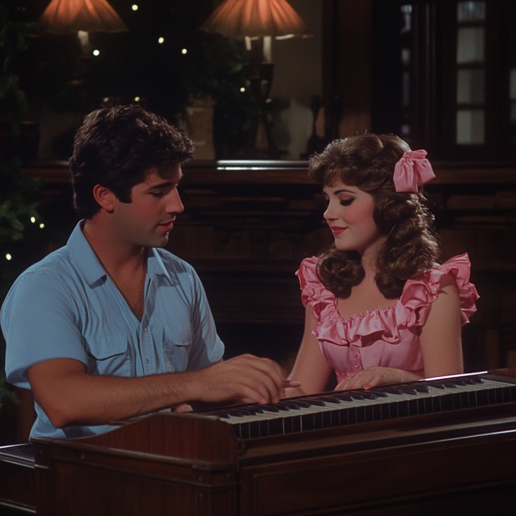 Chevy Chase plays organ, serenades girl in caddy shack.