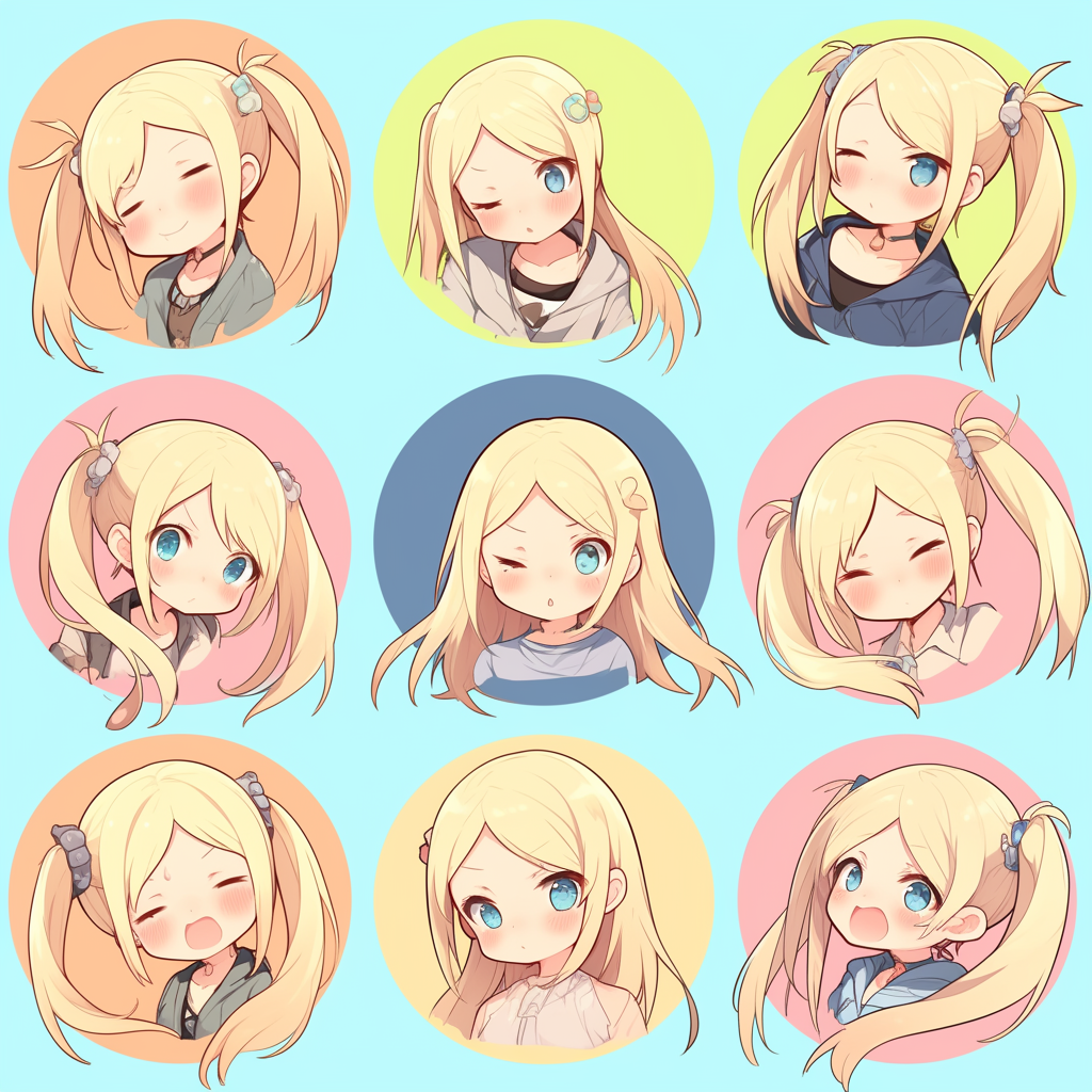 Chibi Gal with Blonde Hair in Various Outfits