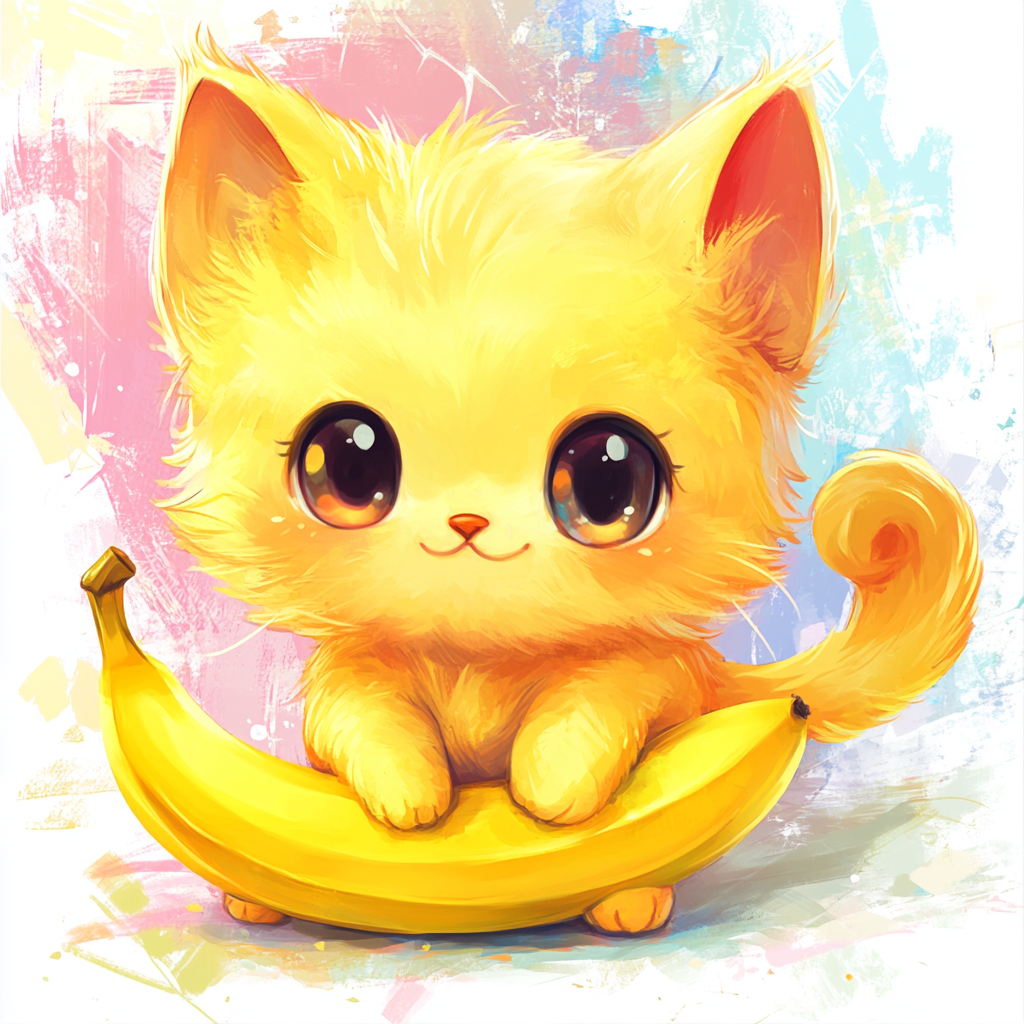 Chibi cat with features of cat and banana.