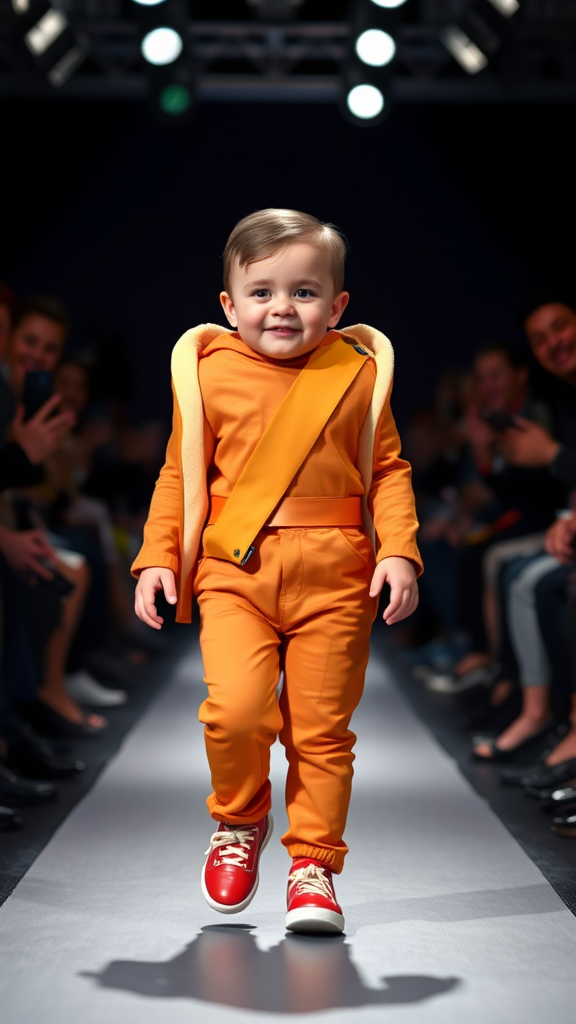 Chic Hot Dog Baby Strutting Fashionable Runway