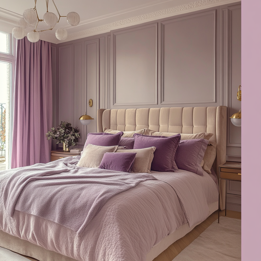 Chic Lavender Bedroom: Luxurious, Cozy Elegance