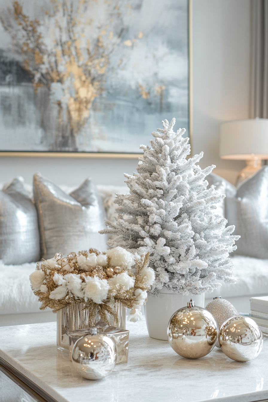 Chic Mini White Christmas Tree in Elegant Room