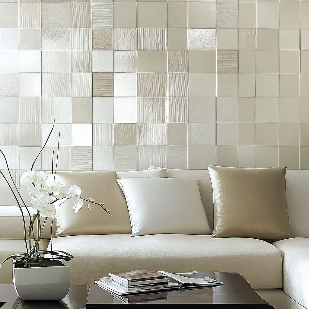 Chic Minimalist Geometric Pattern in Neutrals, Metallic Finish