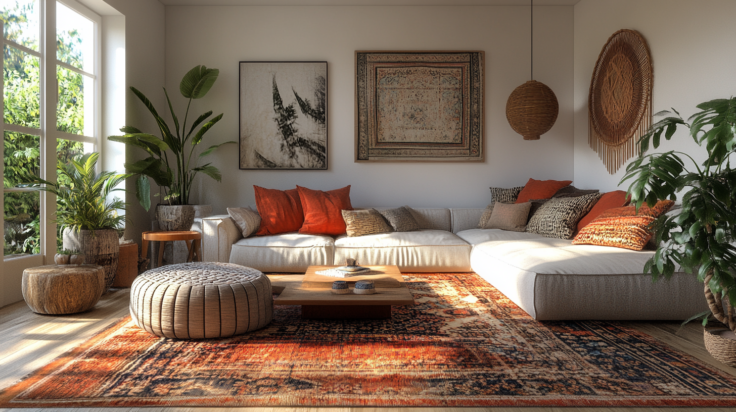 Chic Scandi Boho Living Room in Neutral Tones