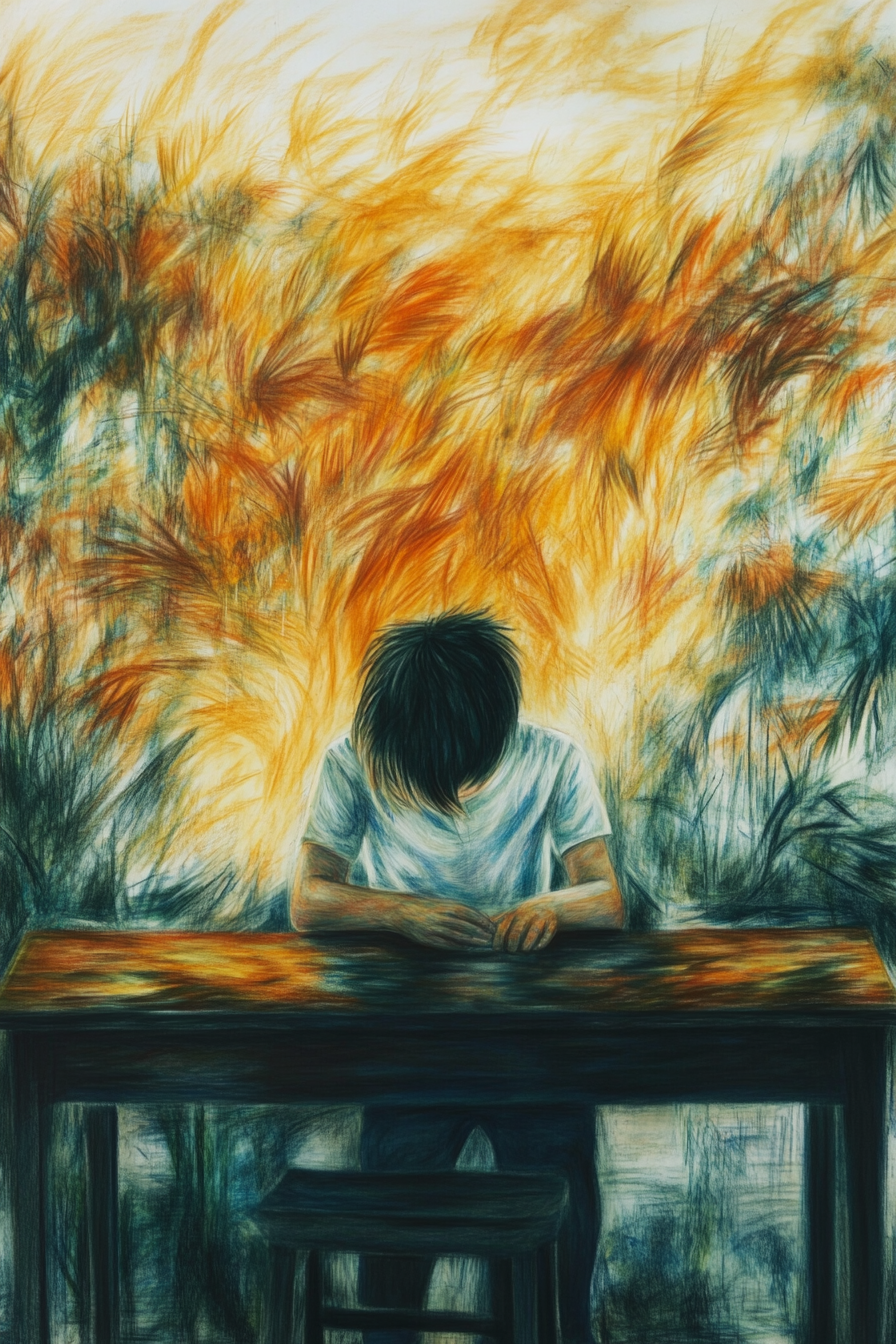 Child discovers hidden door in book, vortex of colors.