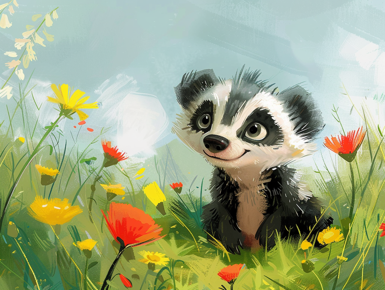 Children's book cover illustration of Billy the Badger