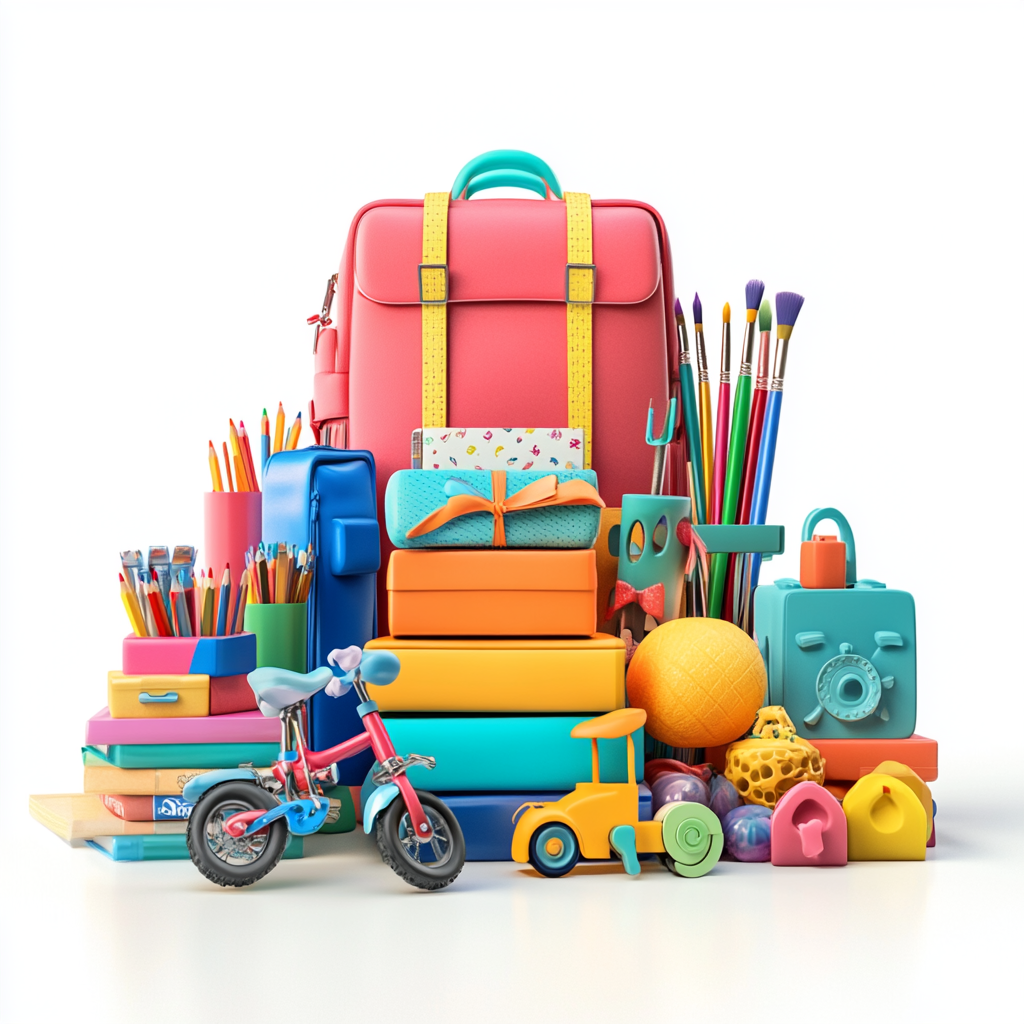 Children's store products neatly arranged in realistic bundle