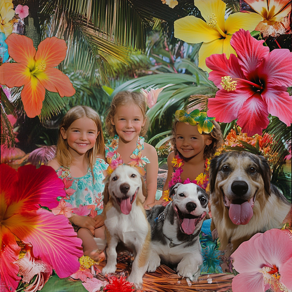 Children, Pets, and Flowers on Hawaii Vacation