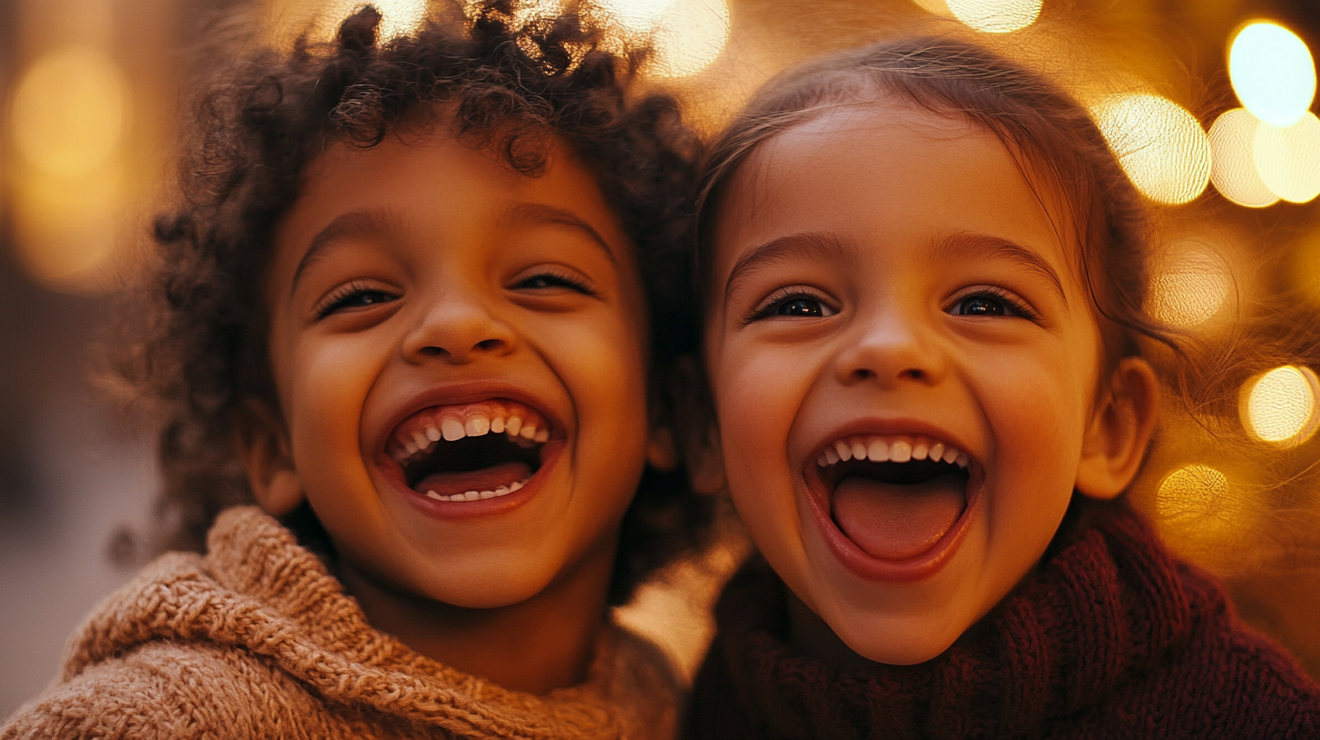 Children Smiling Happily in Holiday Joy, 8K Image.