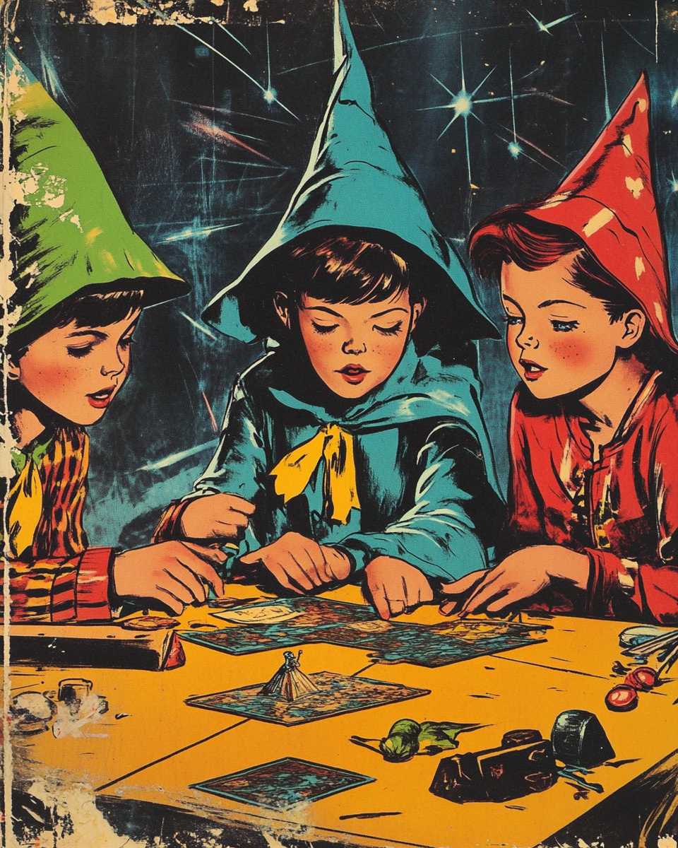 Children in wizard costumes playing dungeons and dragons