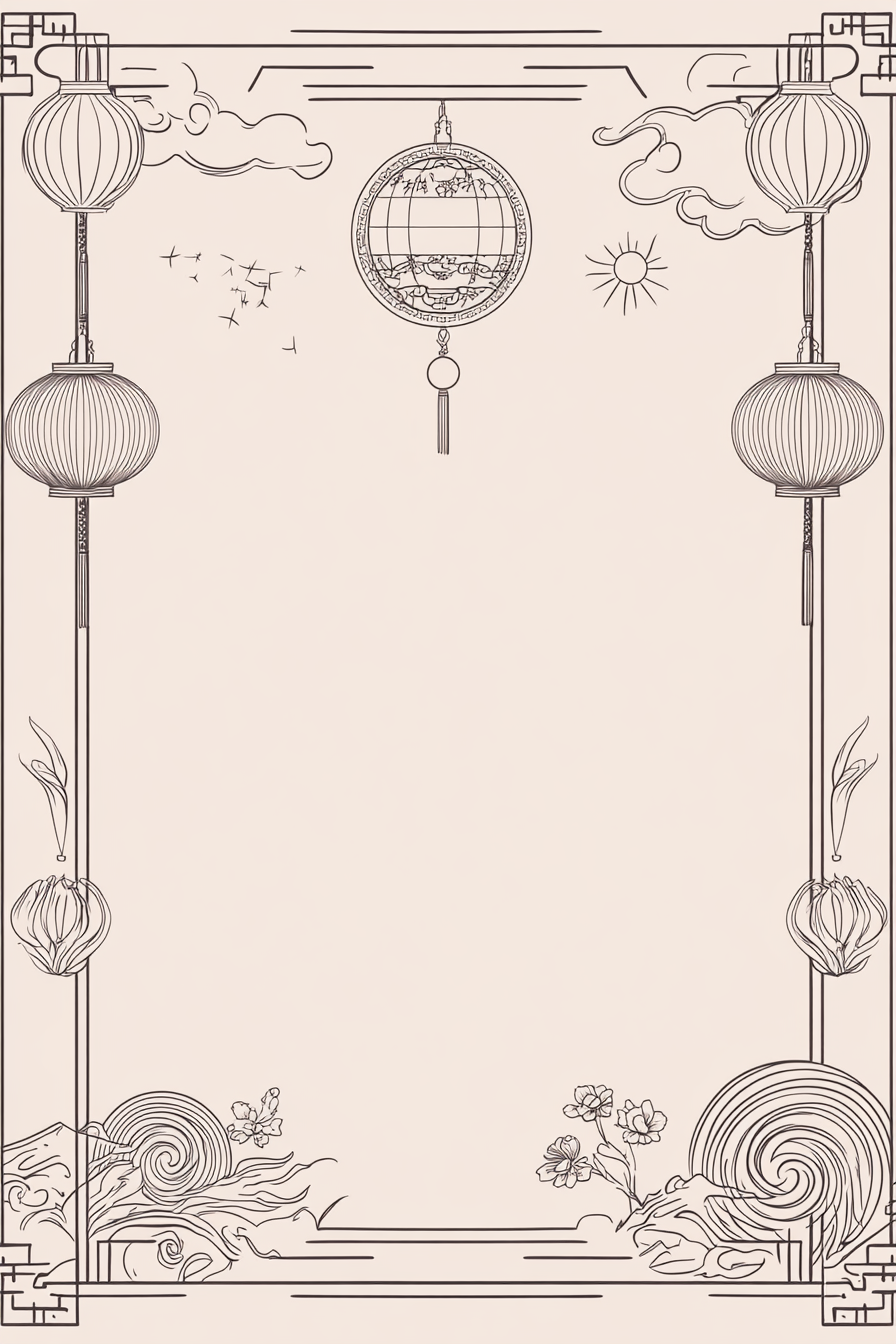 Chinese Moon Festival Line Art Drawing Template