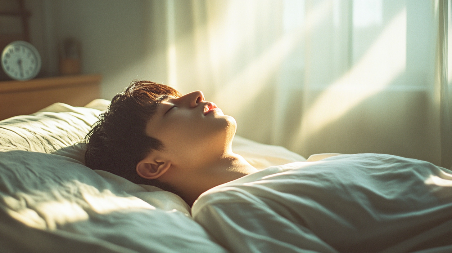 Chinese Runner Contemplates Day with Morning Sunlight