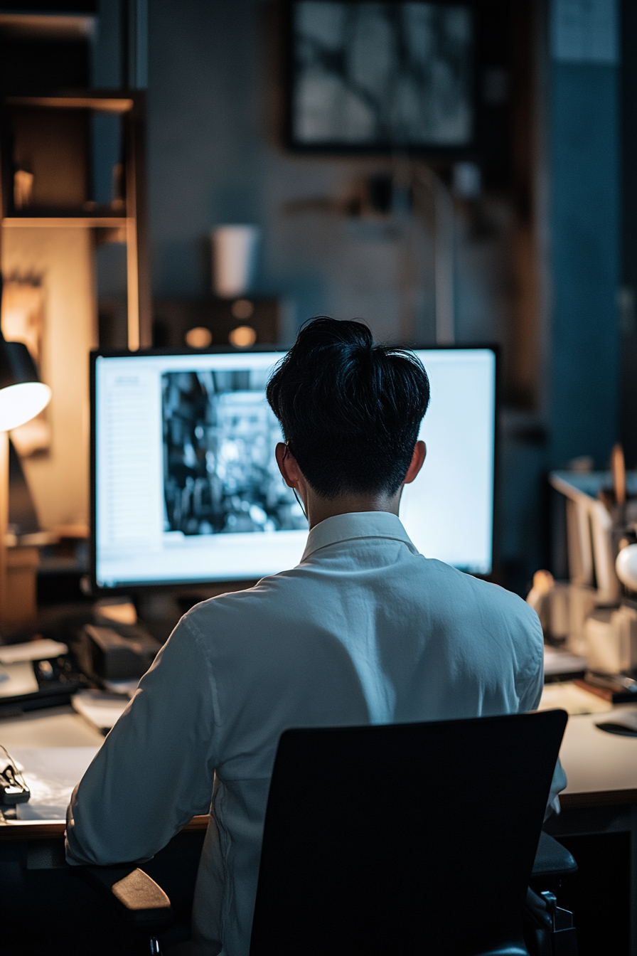 Chinese teacher at desk with SONY α9 III camera.