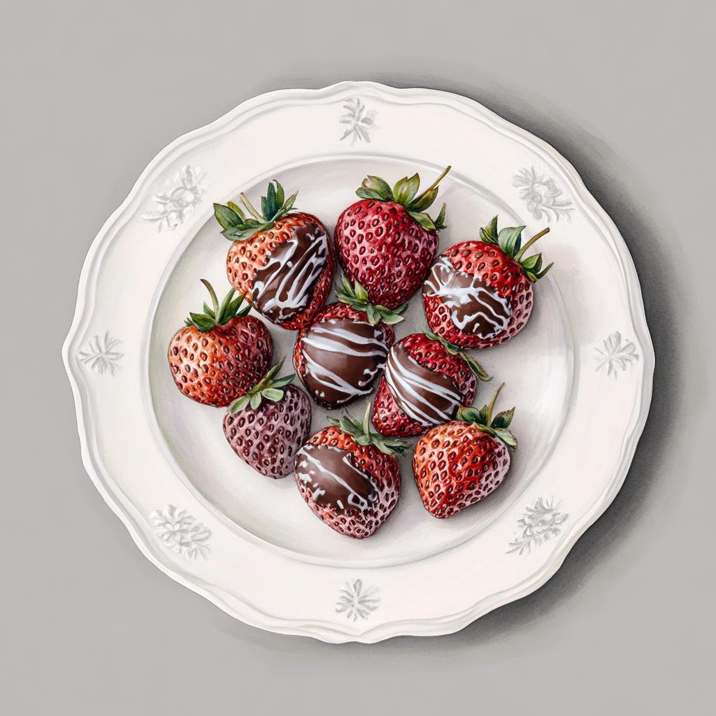 Chocolate Covered Strawberries on Elegant White Plate