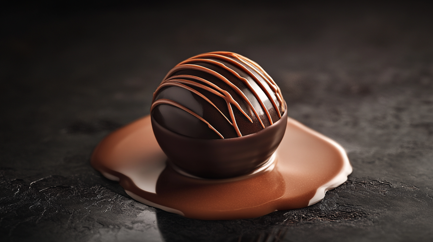 Chocolate Sphere with Ganache Spilling Out Luxuriously