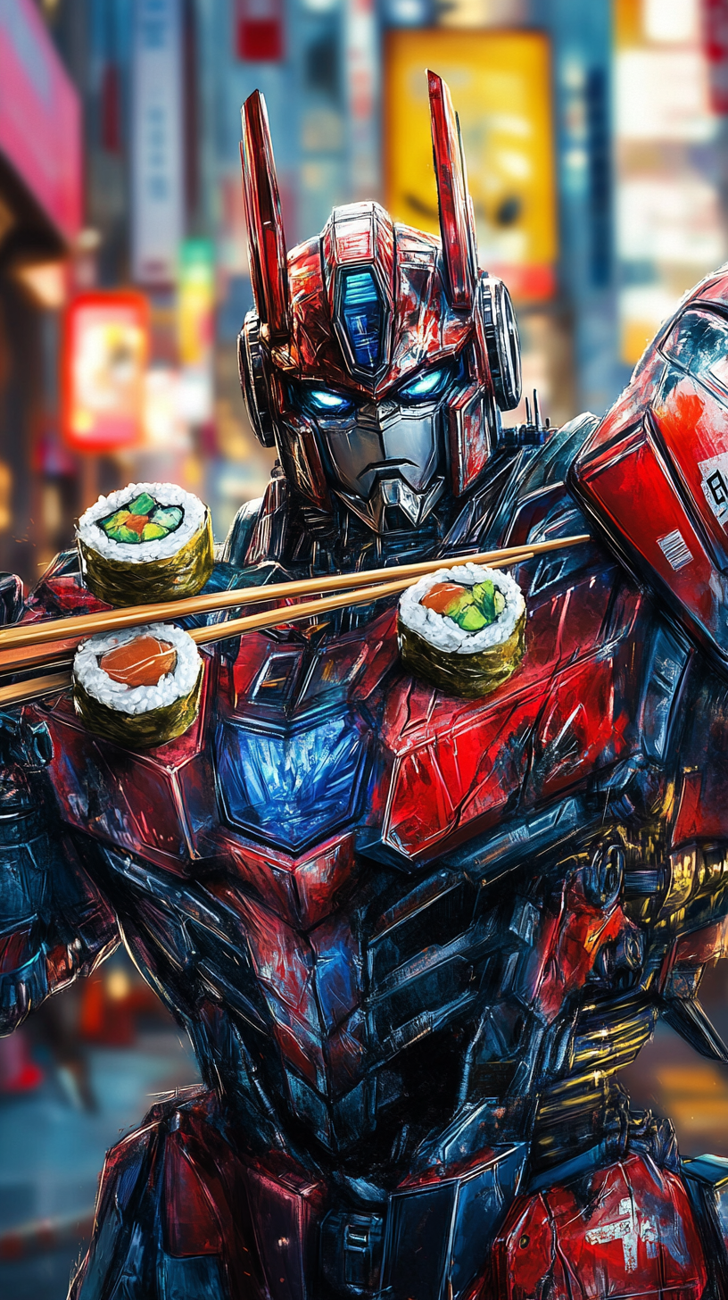 Chopstick Battle: Optimus Prime Sushi Fusion in Tokyo