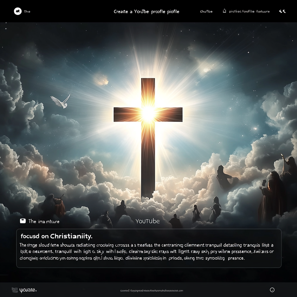 Christian YouTube profile picture featuring glowing cross, peaceful background.