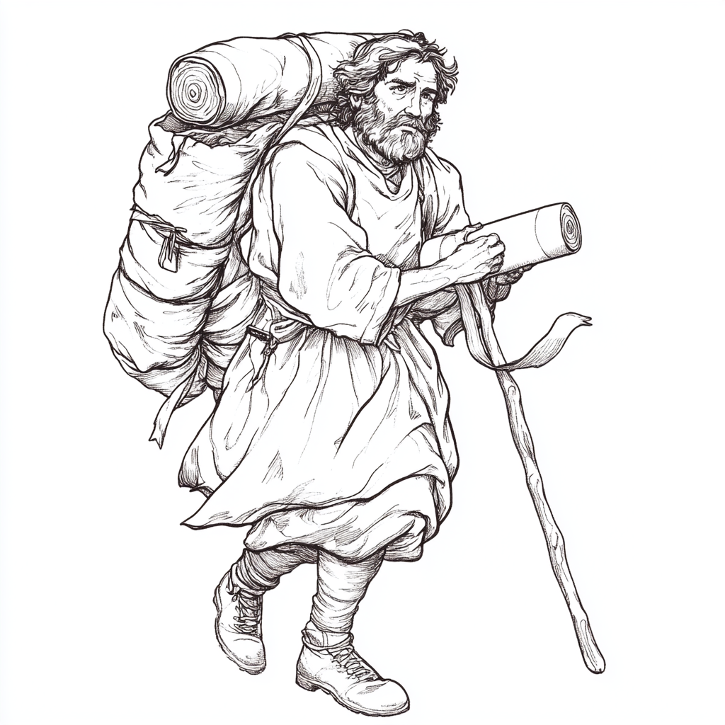 Christian carries a giant burden, determined to keep walking.