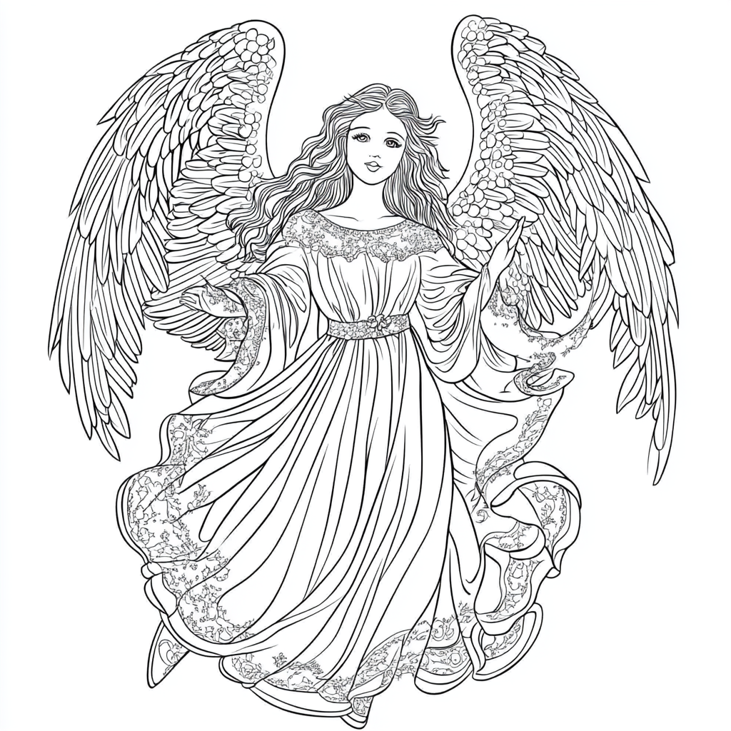 Christmas Angel Coloring Page for Beginners