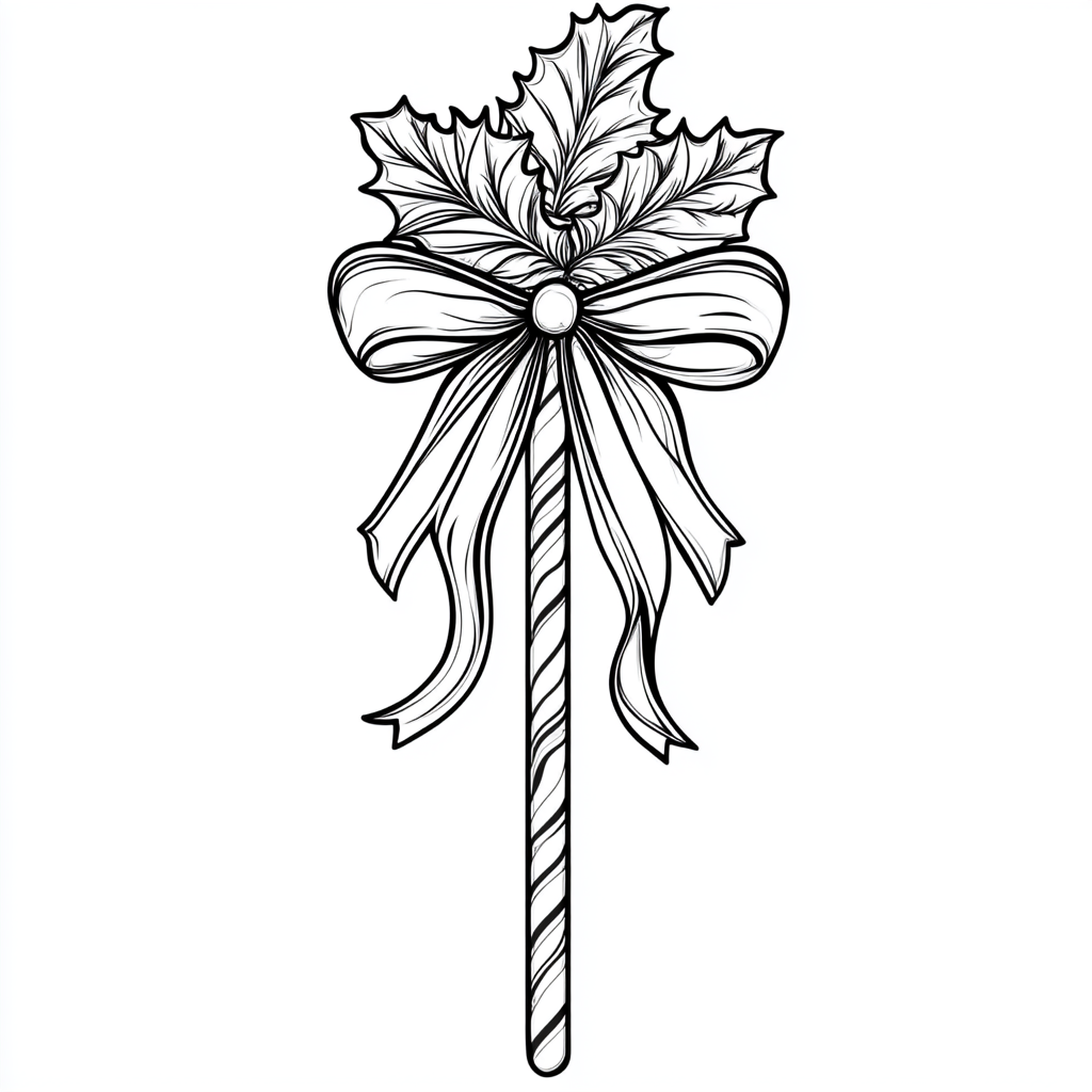 Christmas Stick with Bow for Coloring Book