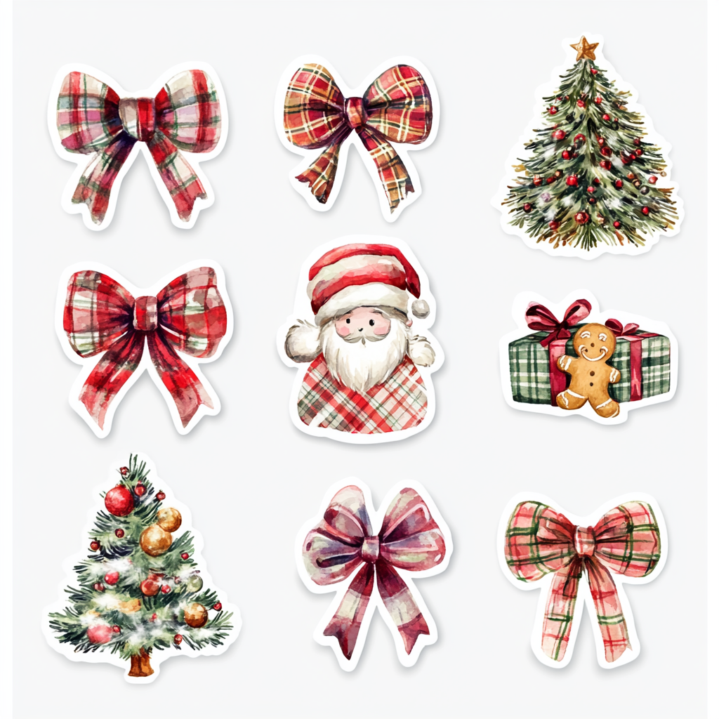 Christmas stickers and gifts, Santa Claus, cartoon design