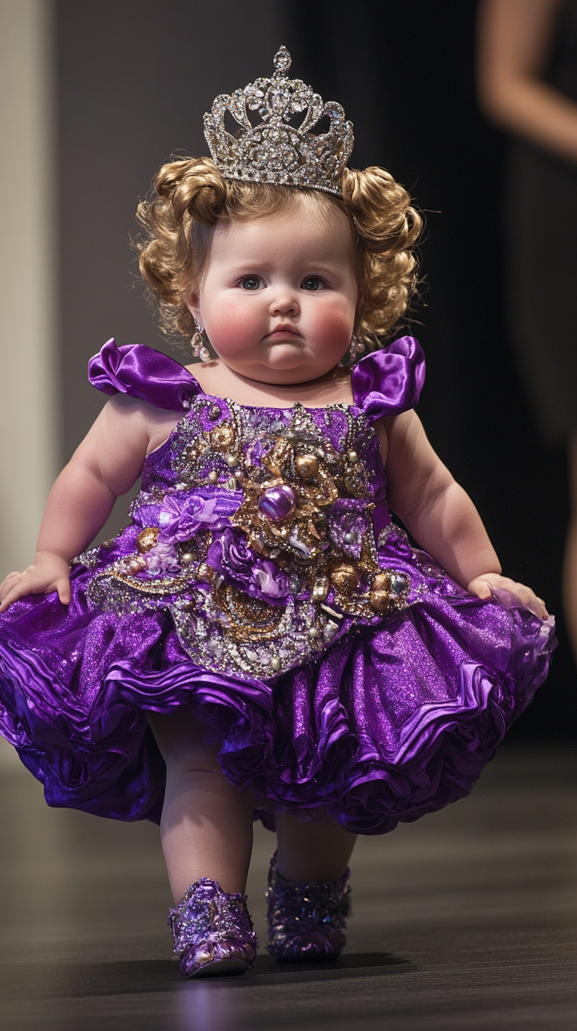 Chubby Baby in Princess Dress Strutting Down Runway