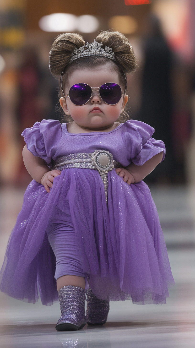 Chubby Baby in Star Wars Princess Outfit Struts