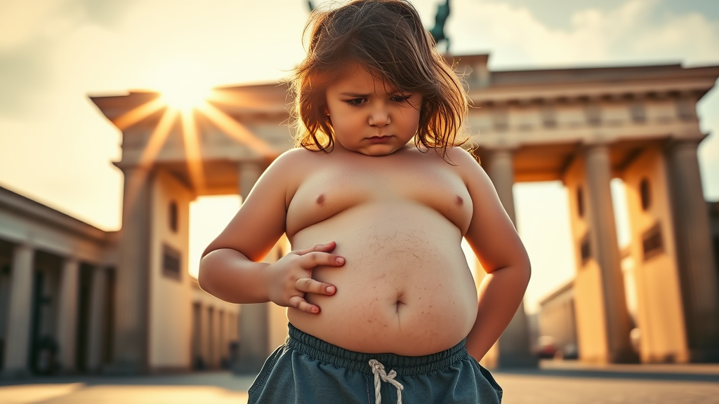 Chubby Boy Models at Brandenburger Tor in Morning