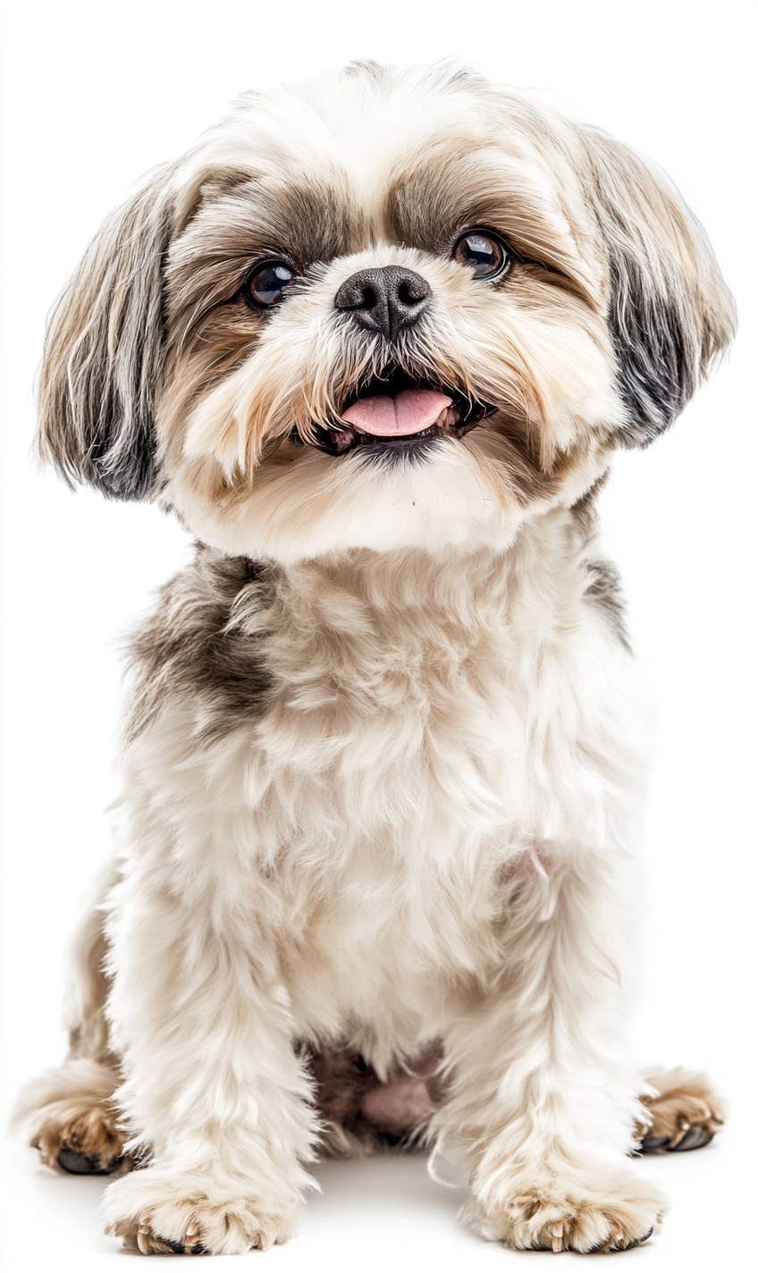 Chubby Shih-Tzu Dog Sitting, Happy, Isolated, 3:5 AR