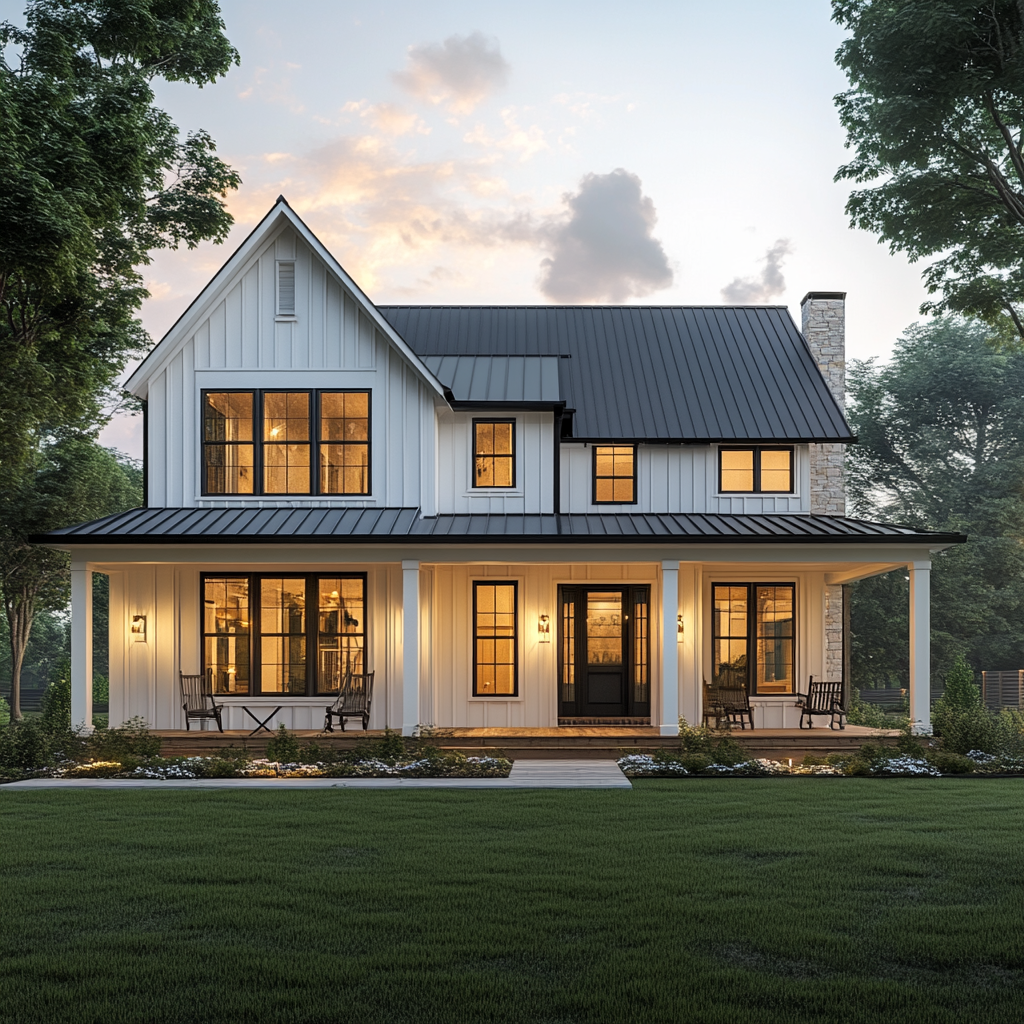 Cinematic Hyper-Realistic Modern Farmhouse Design