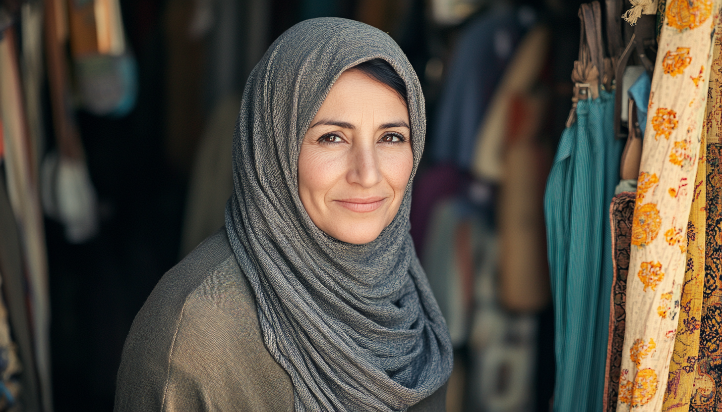 Cinematic Shot of Middle Eastern Woman in Clothing Shop