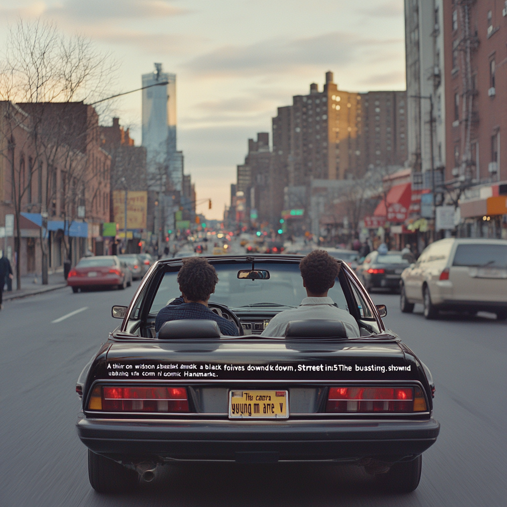 Classic BMW Cruising Through Vibrant Harlem Streets