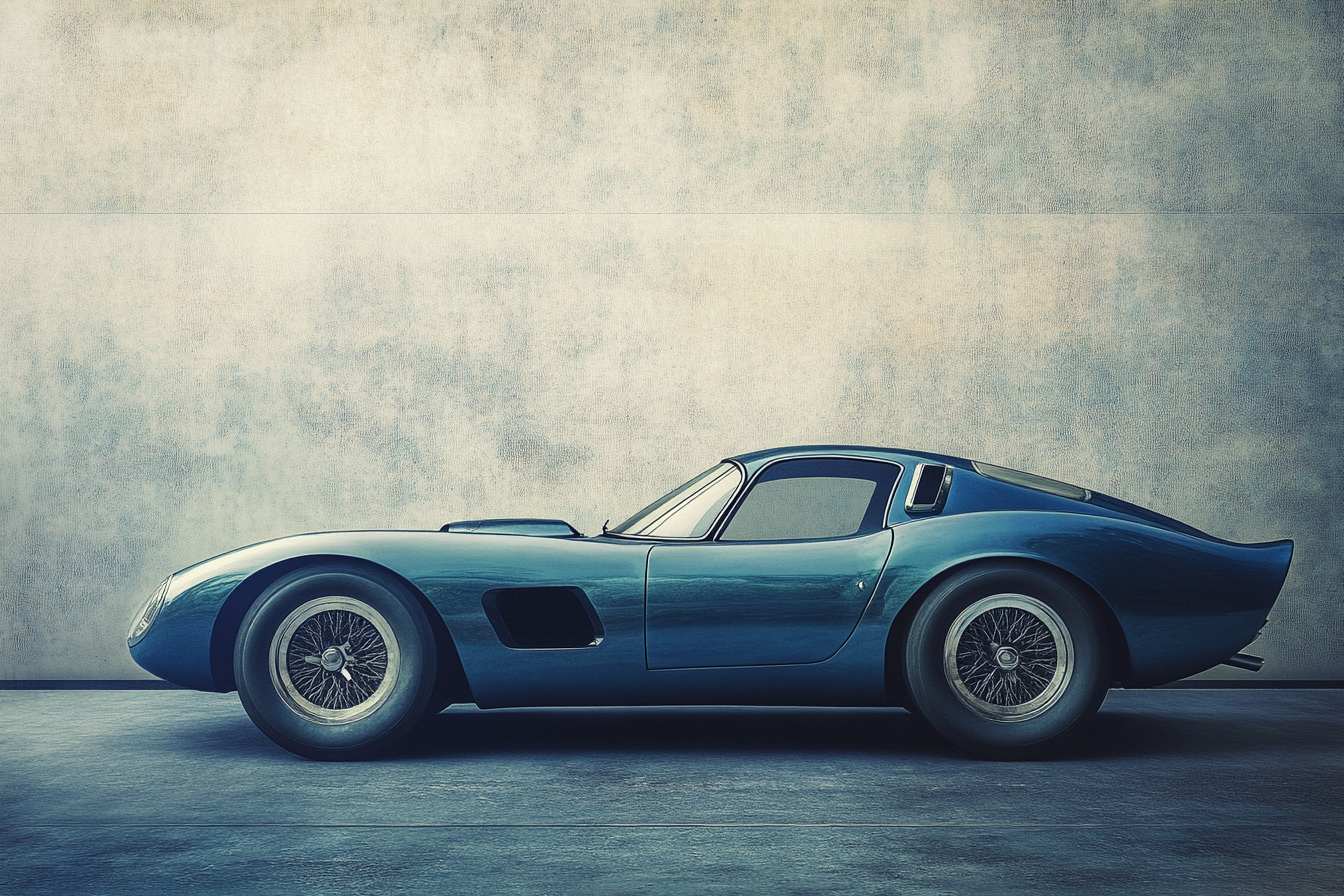 Classic Blue Sports Car in Silver Print