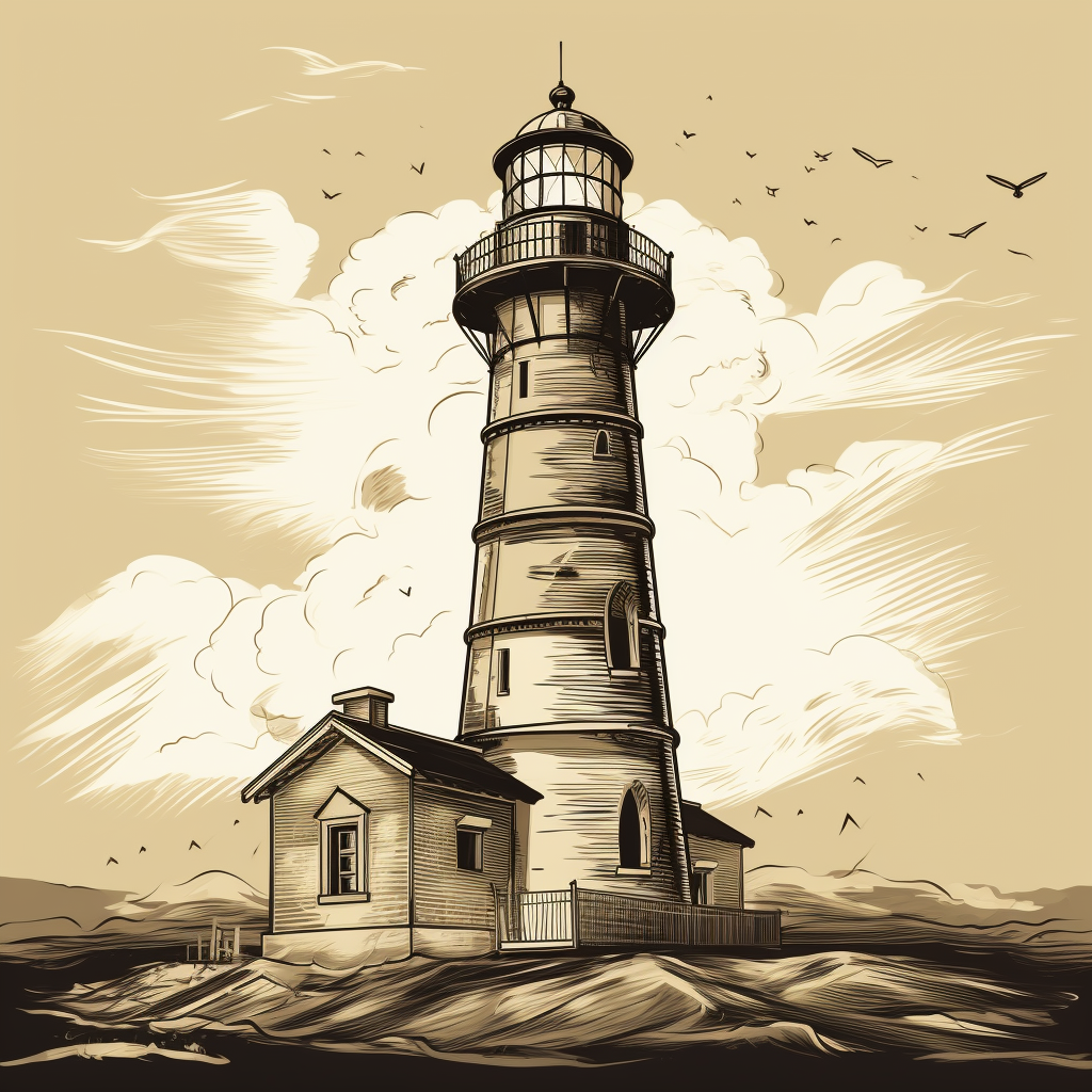 Classic lighthouse with intricate details and dramatic effects.