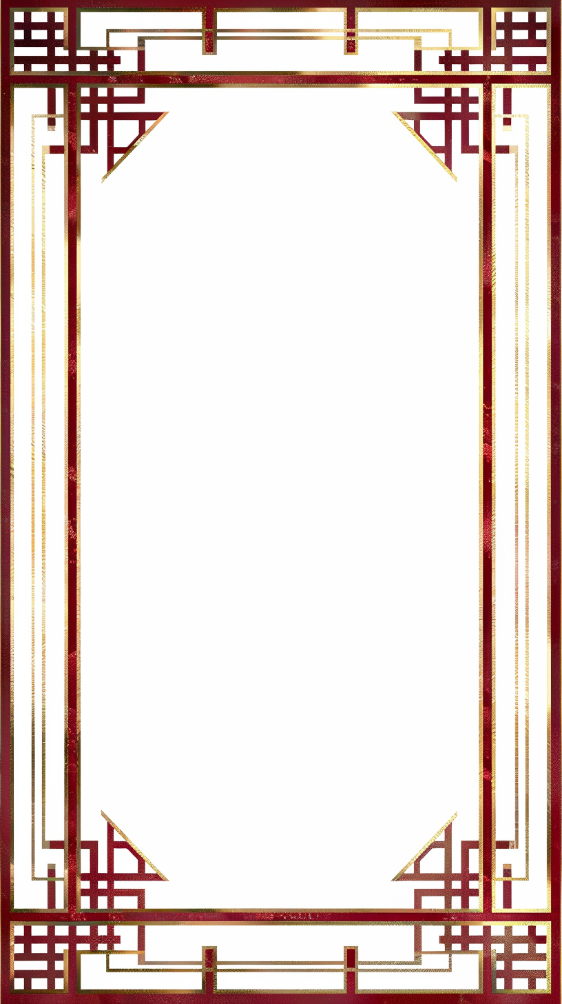 Clean, elegant Chinese border design in gold and red.