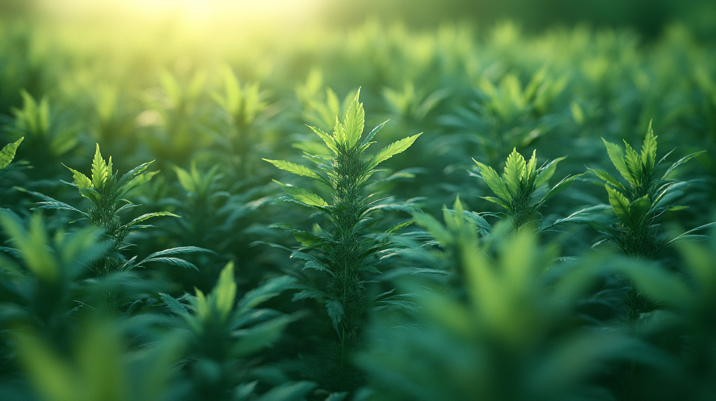 Close-Up of Vibrant Green Hemp Plants in Field