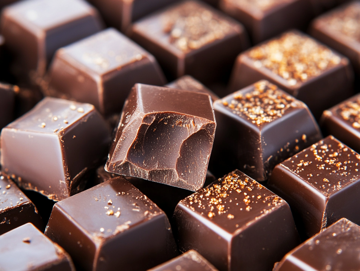 Close-up Chocolate Pralines with Golden Sprinkles