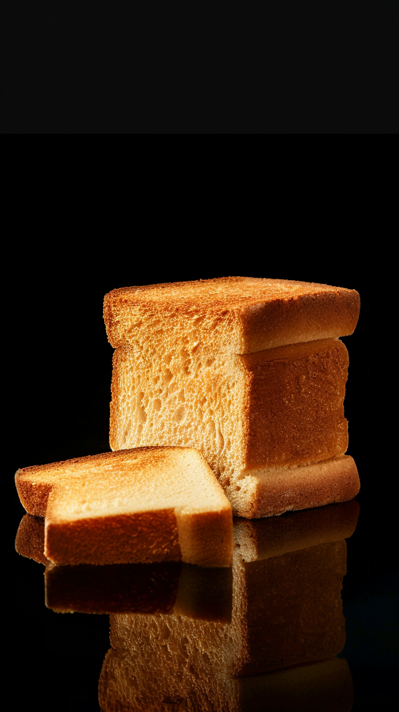 Close-up of freshly baked sourbread slices on black background